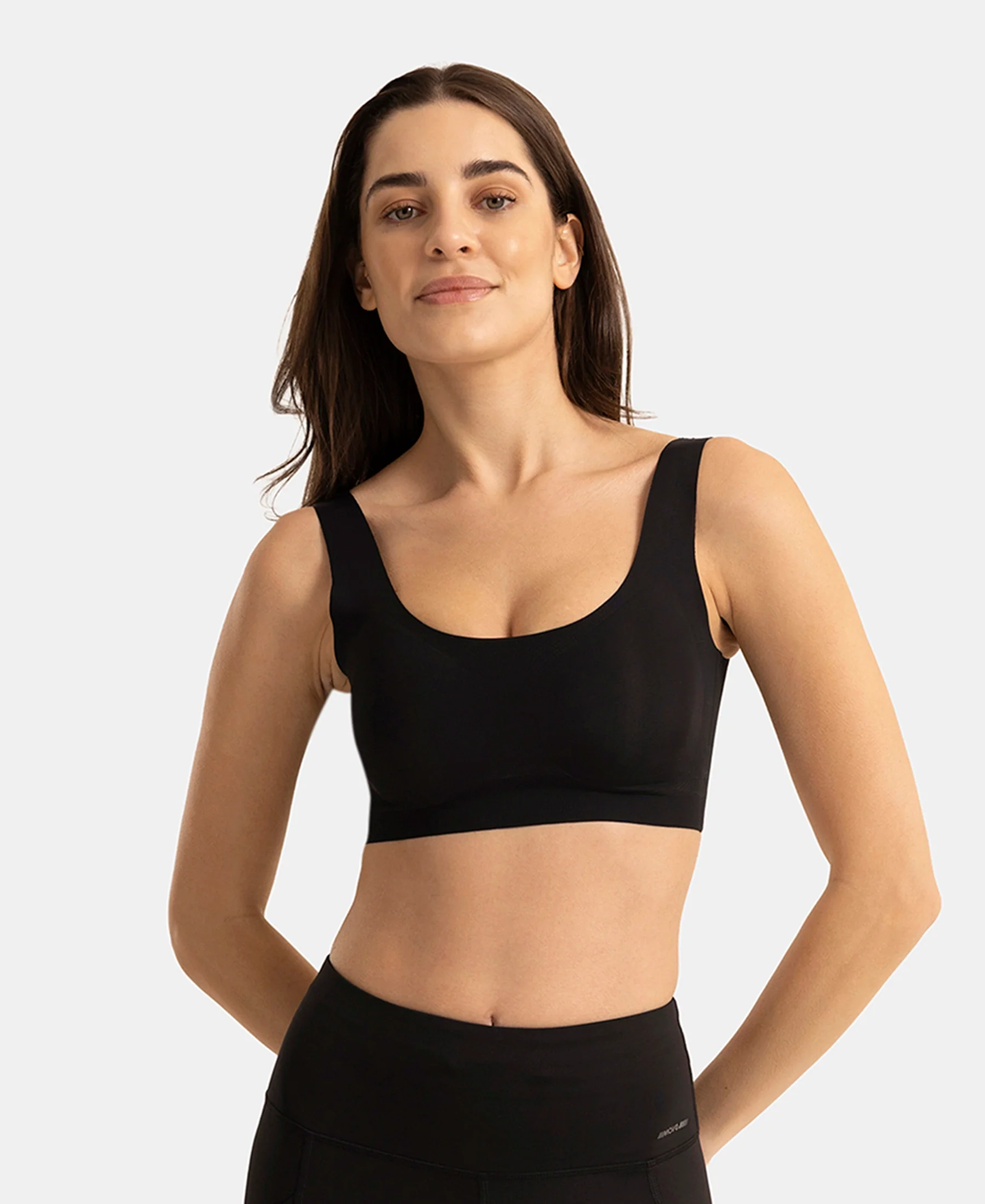 Wirefree Padded Microfiber Elastane Full Coverage Bonded Tech Lounge Bra - Black - Image 6