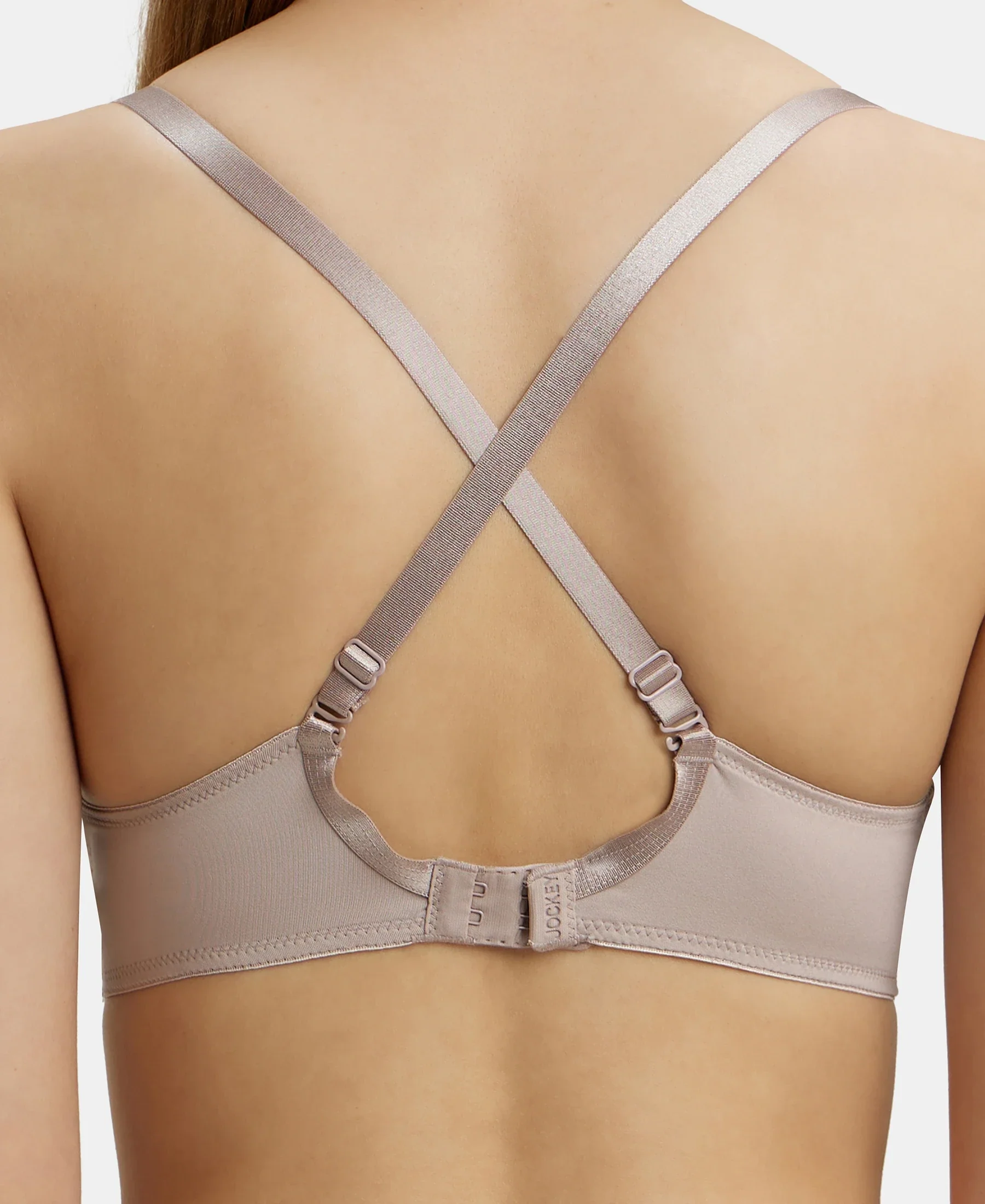 Wirefree Padded Microfiber Elastane Stretch Full Coverage T-Shirt Bra with Magic Under Cup - Mocha - Image 9