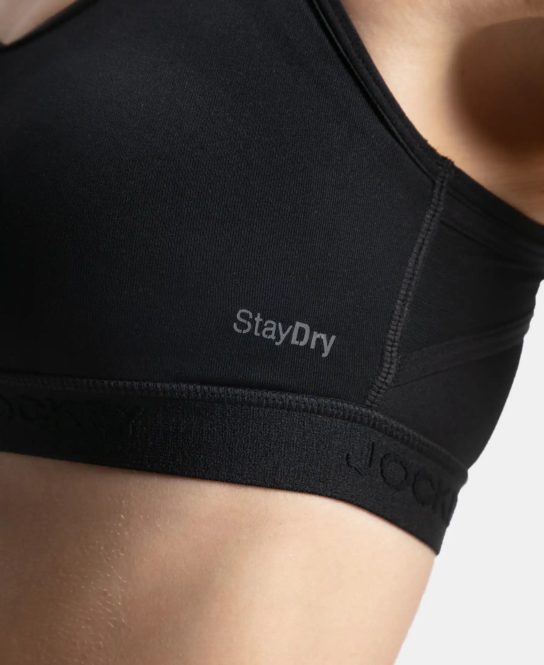 Wirefree Padded Microfiber Elastane Stretch Full Coverage Active Bra with Front Zipper Styling - Black - Image 9