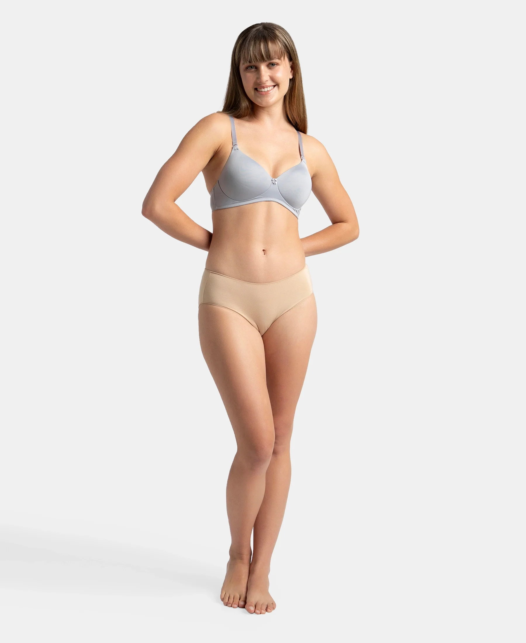 Wirefree Padded Microfiber Elastane Stretch Full Coverage T-Shirt Bra with Magic Under Cup - Lilac Grey - Image 4