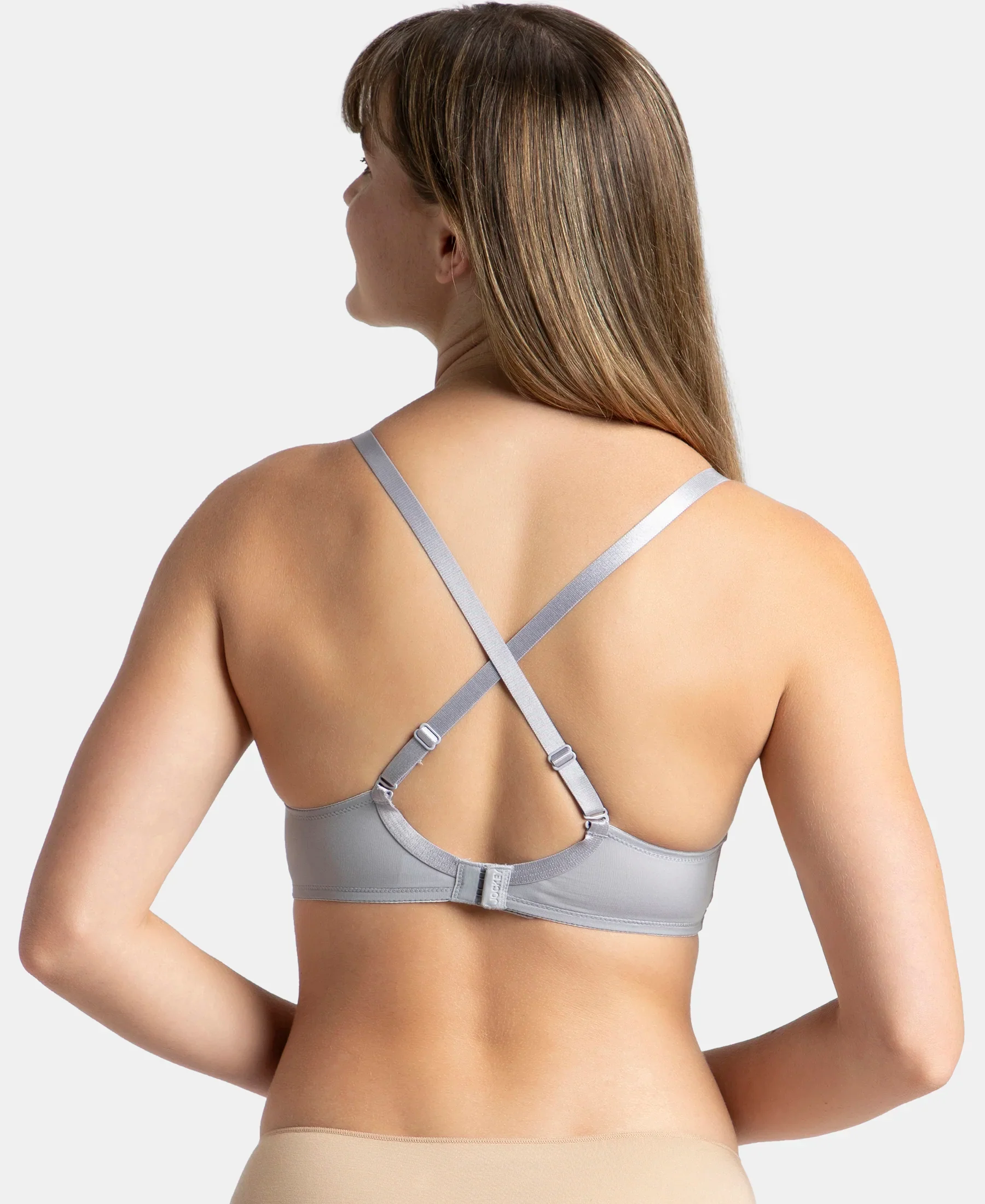 Wirefree Padded Microfiber Elastane Stretch Full Coverage T-Shirt Bra with Magic Under Cup - Lilac Grey - Image 9