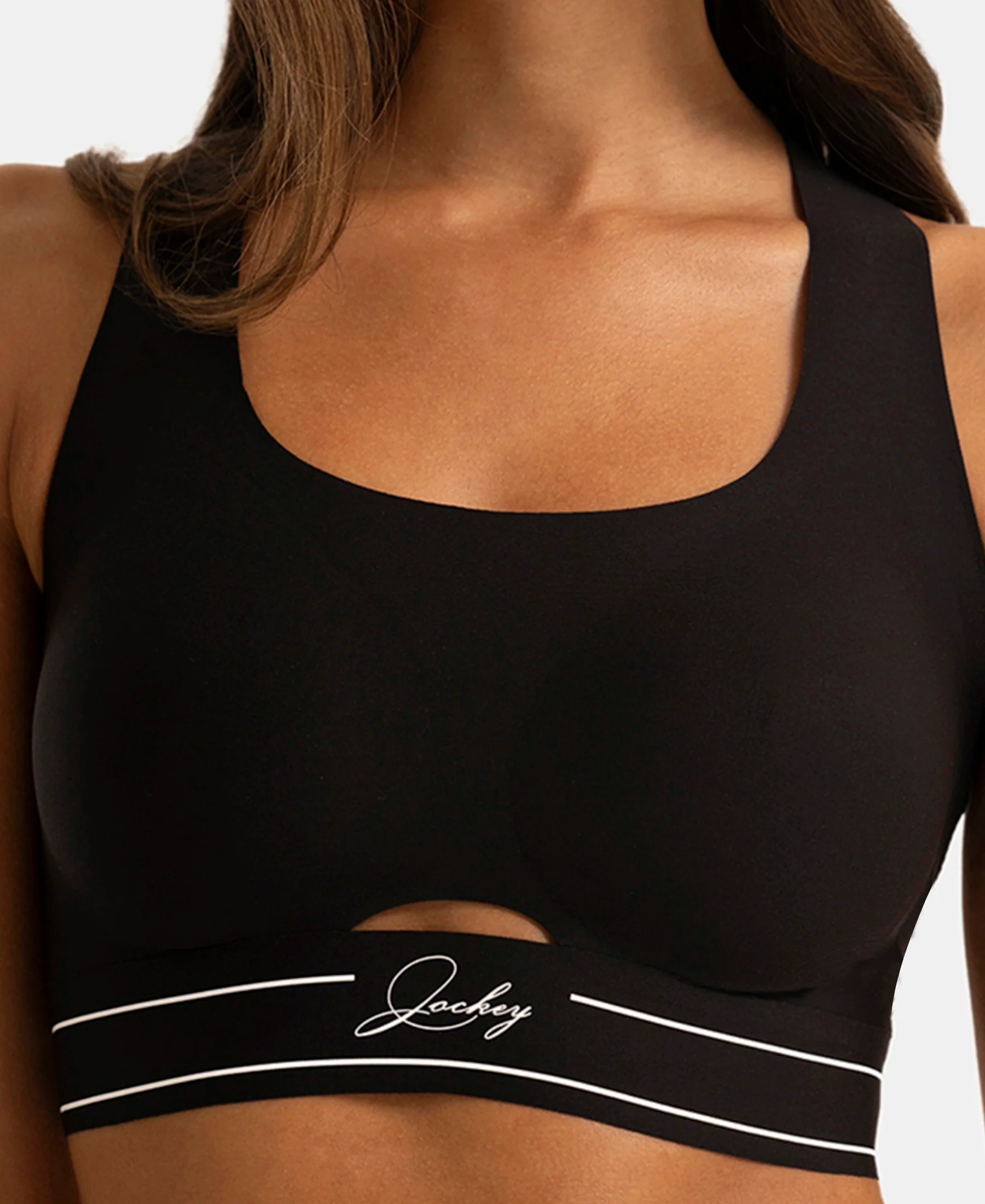 Wirefree Padded Soft Touch Microfiber Elastane Full Coverage Bonded Tech Slip-On Bra with 360 Degree Stretch - Black - Image 6