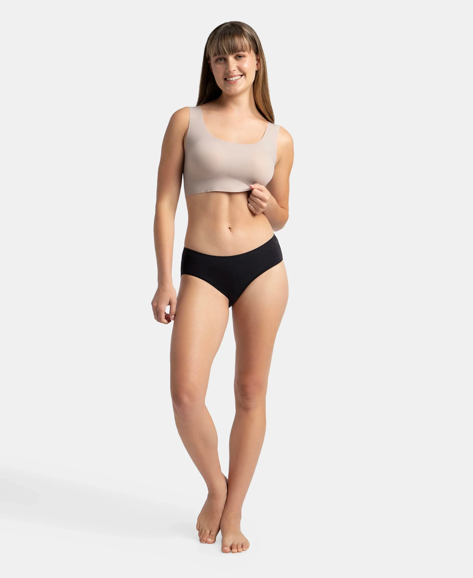 Wirefree Padded Soft touch Microfiber Elastane Bonded Tech Full Coverage Lounge Bra with 360 Degree Stretch - Mocha - Image 4