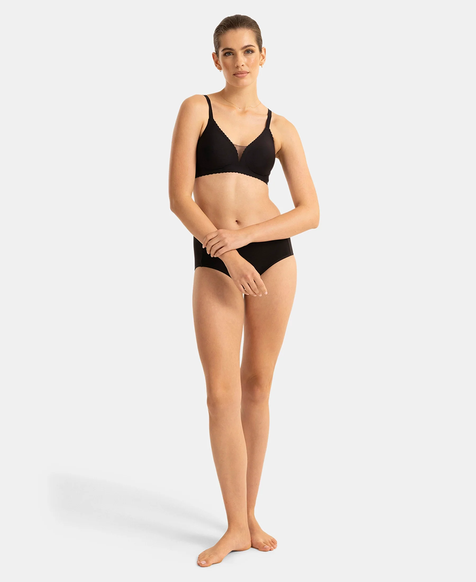 Wirefree Padded Soft Touch Microfiber Elastane Medium Coverage Bonded Tech T-Shirt Bra with Reinforced Side Support - Black - Image 6