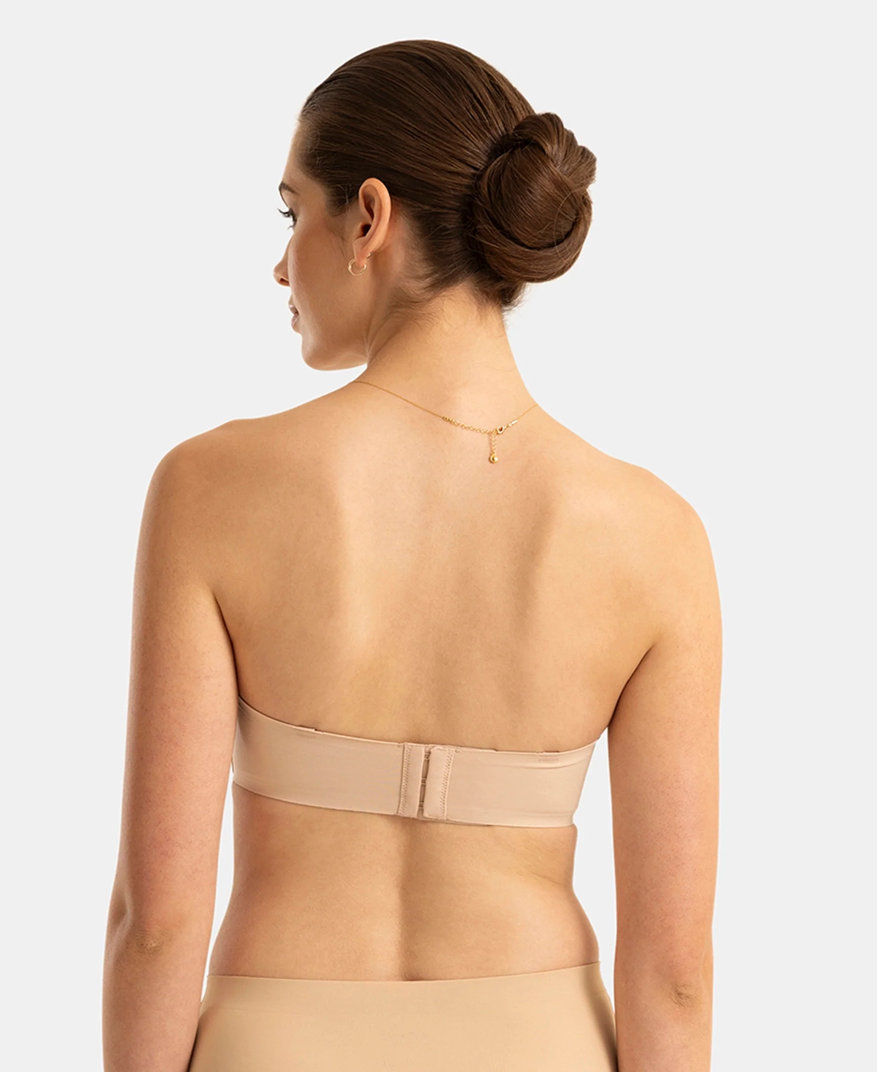 Wirefree Padded Soft Touch Microfiber Elastane Bonded Tech Medium Coverage Strapless Bra with Ultra-Grip Band Support - Skin - Image 3