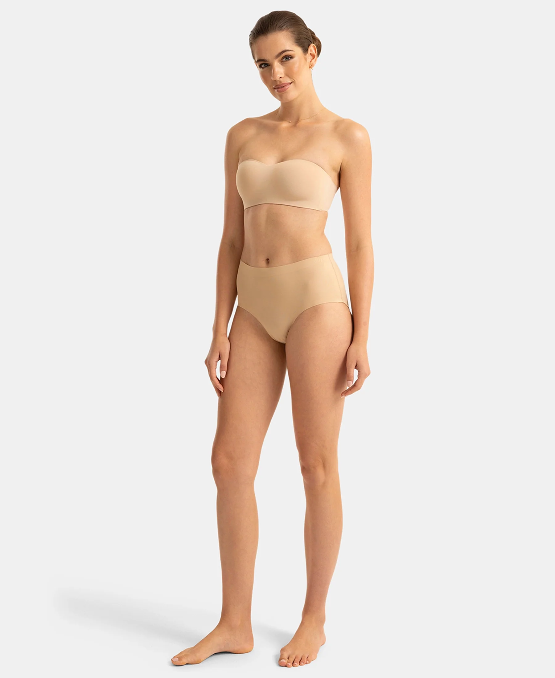 Wirefree Padded Soft Touch Microfiber Elastane Bonded Tech Medium Coverage Strapless Bra with Ultra-Grip Band Support - Skin - Image 6