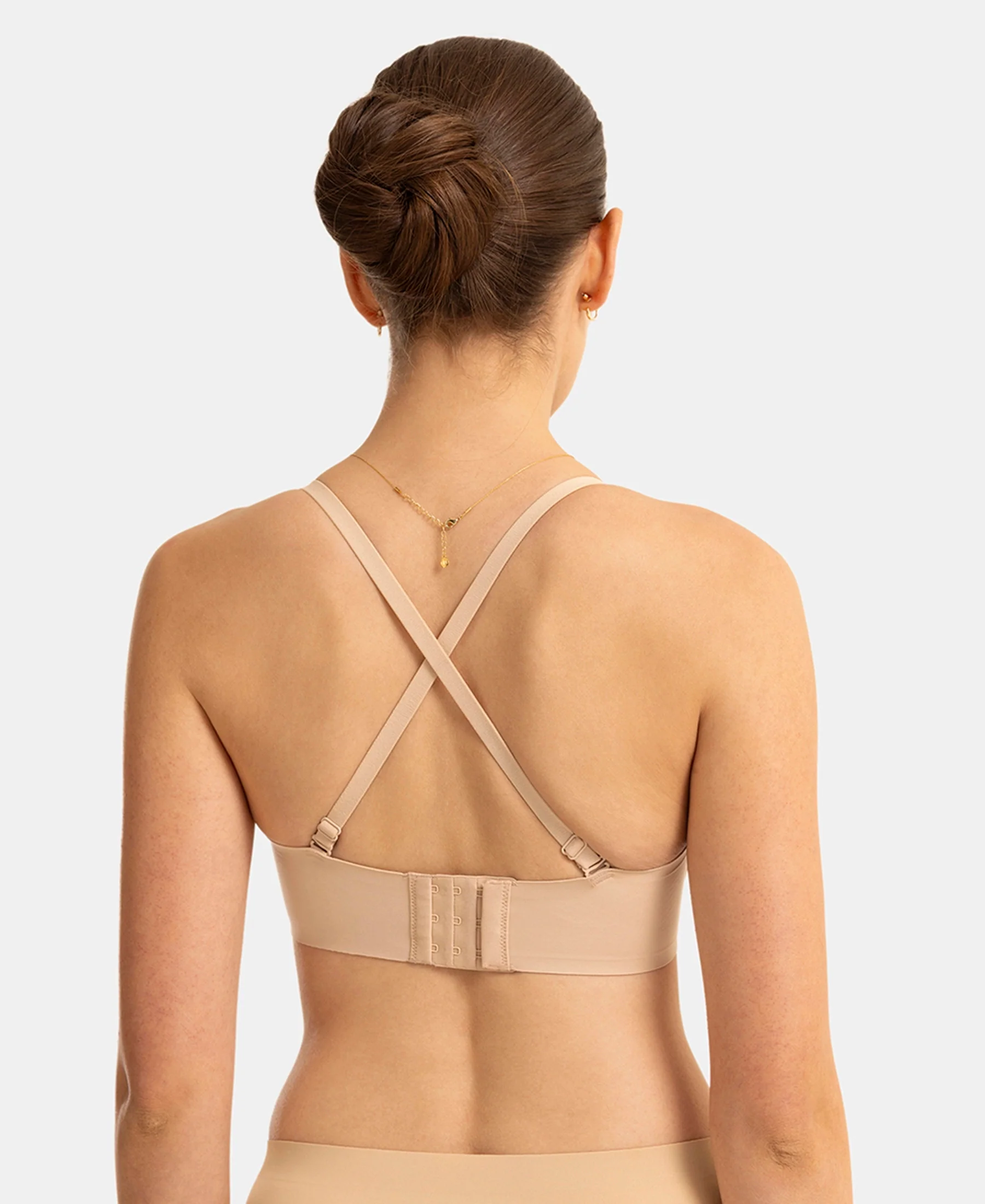 Wirefree Padded Soft Touch Microfiber Elastane Bonded Tech Medium Coverage Strapless Bra with Ultra-Grip Band Support - Skin - Image 7