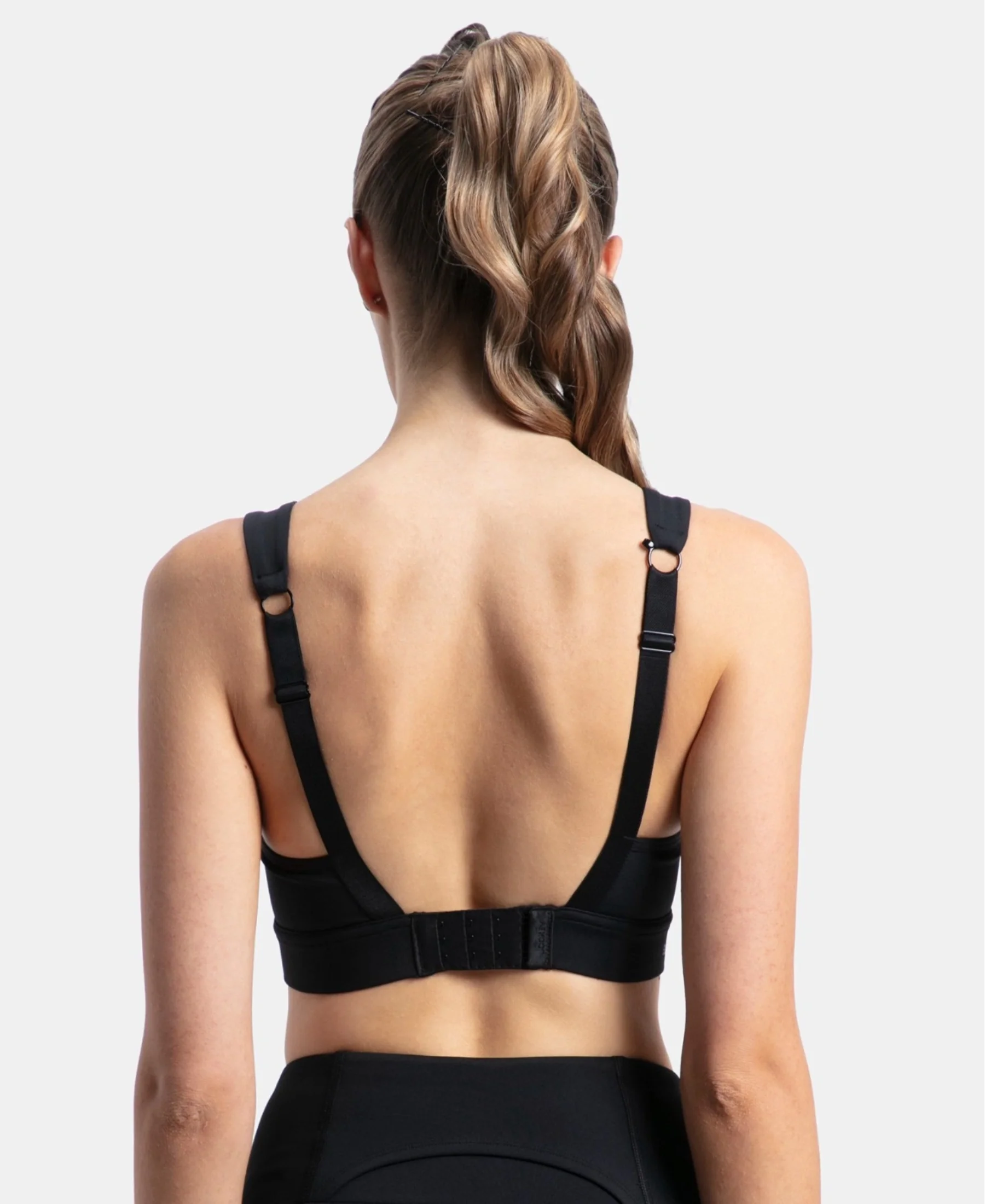 Wirefree Padded Soft Touch Microfiber Elastane Stretch Full Coverage Racerback Sports Bra with StayDry Treatment - Black - Image 3