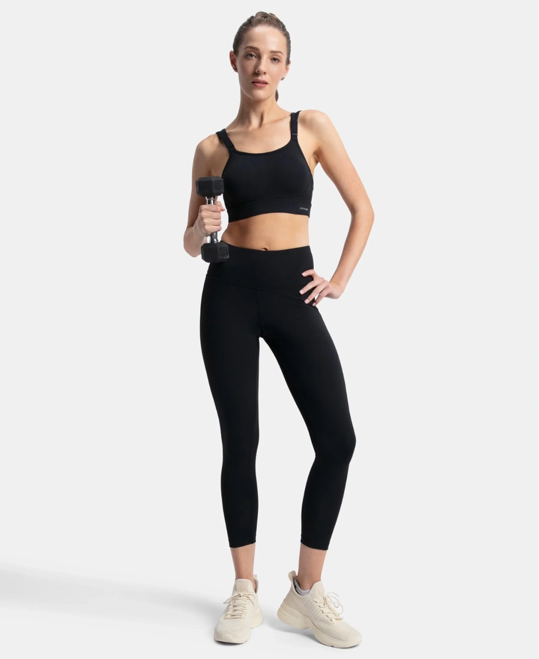 Wirefree Padded Soft Touch Microfiber Elastane Stretch Full Coverage Racerback Sports Bra with StayDry Treatment - Black - Image 7