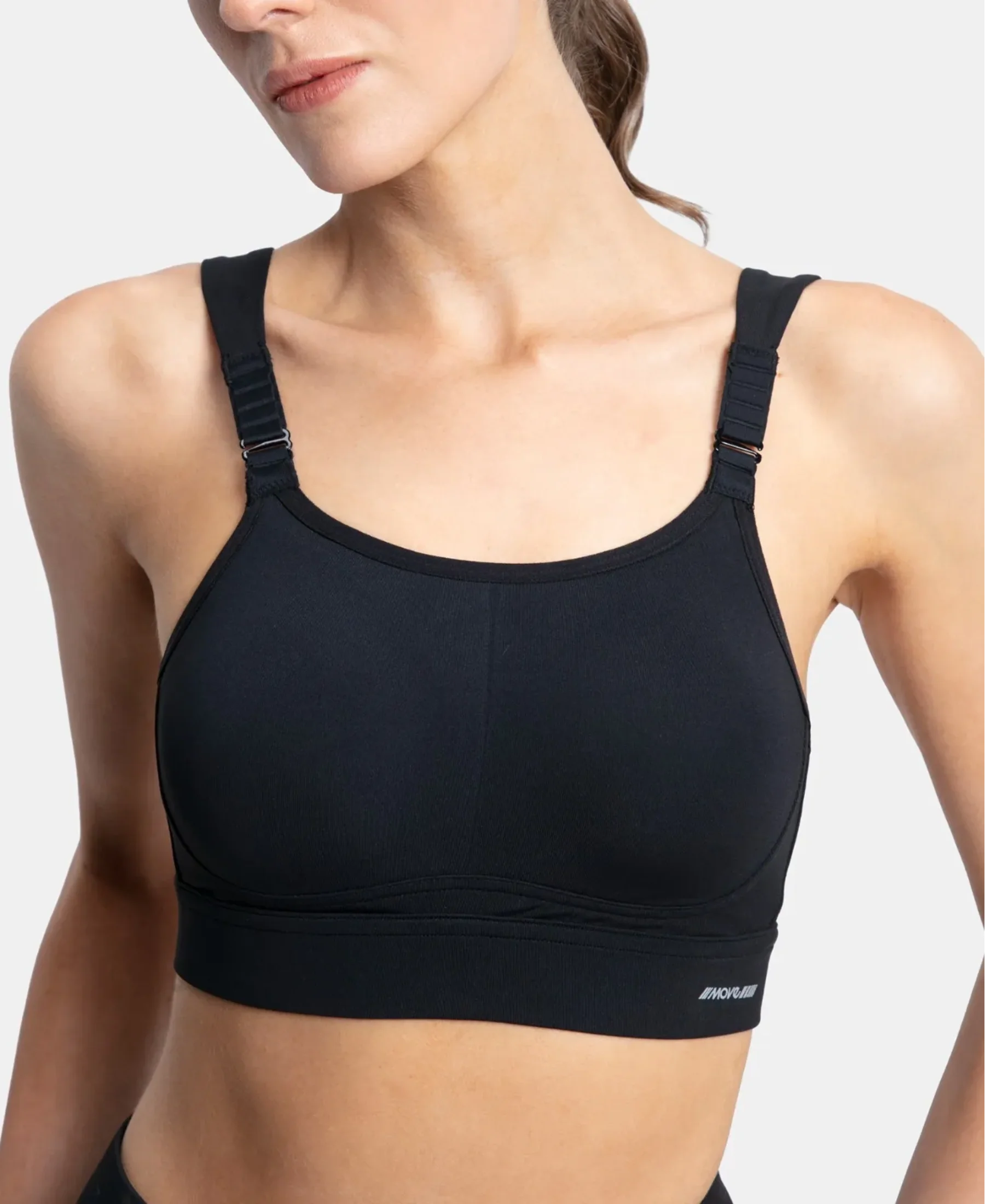 Wirefree Padded Soft Touch Microfiber Elastane Stretch Full Coverage Racerback Sports Bra with StayDry Treatment - Black - Image 8