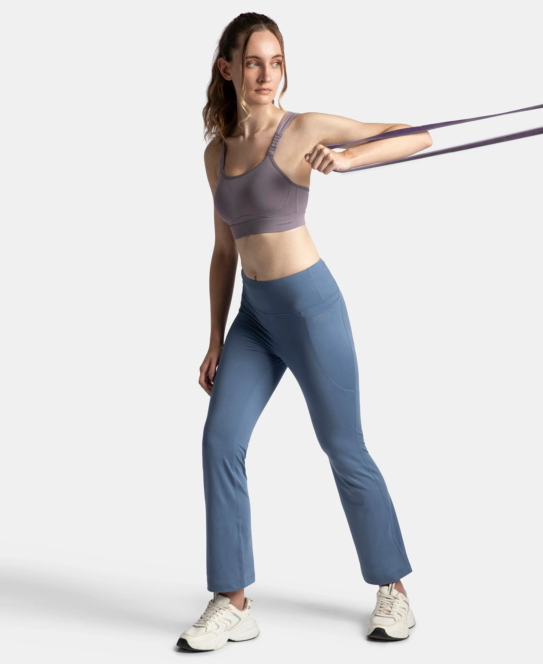 Wirefree Padded Soft Touch Microfiber Elastane Stretch Full Coverage Racerback Sports Bra with StayDry Treatment - Minimal Grey - Image 6