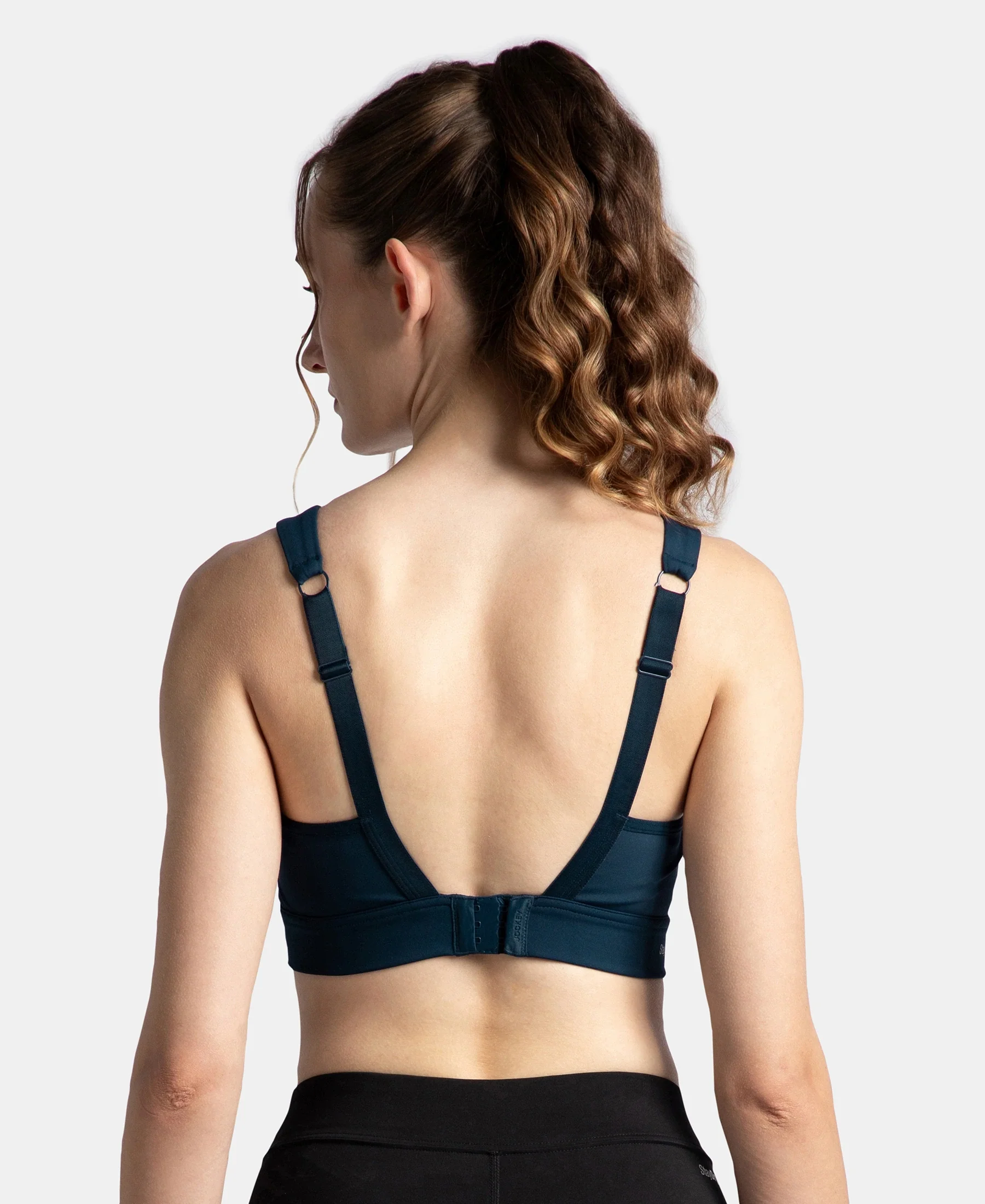 Wirefree Padded Soft Touch Microfiber Elastane Stretch Full Coverage Racerback Sports Bra with StayDry Treatment - Pageant Blue - Image 3