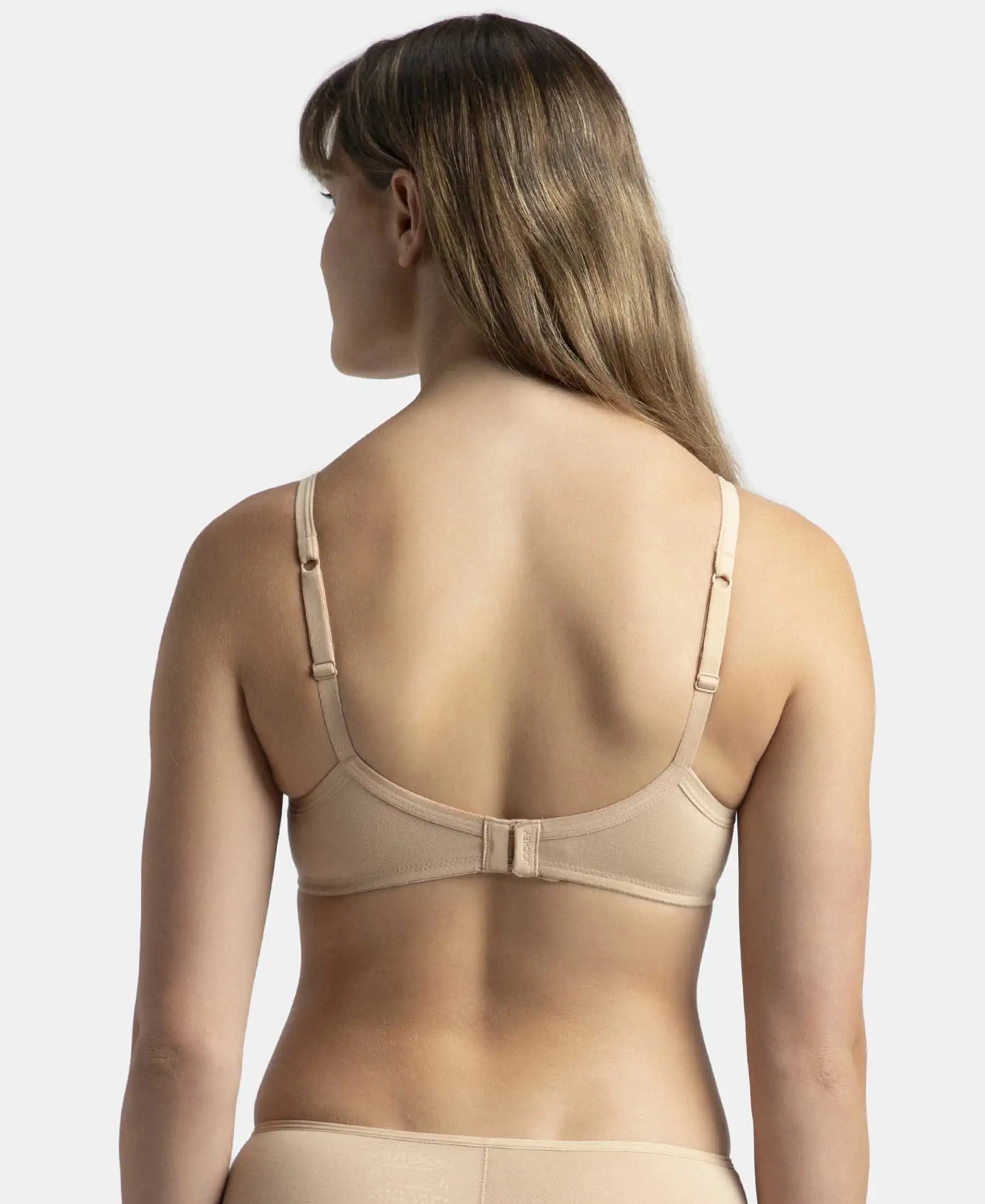 Wirefree Padded Super Combed Cotton Elastane Stretch Medium Coverage T-Shirt Bra with Lace Styling - Light Skin - Image 3
