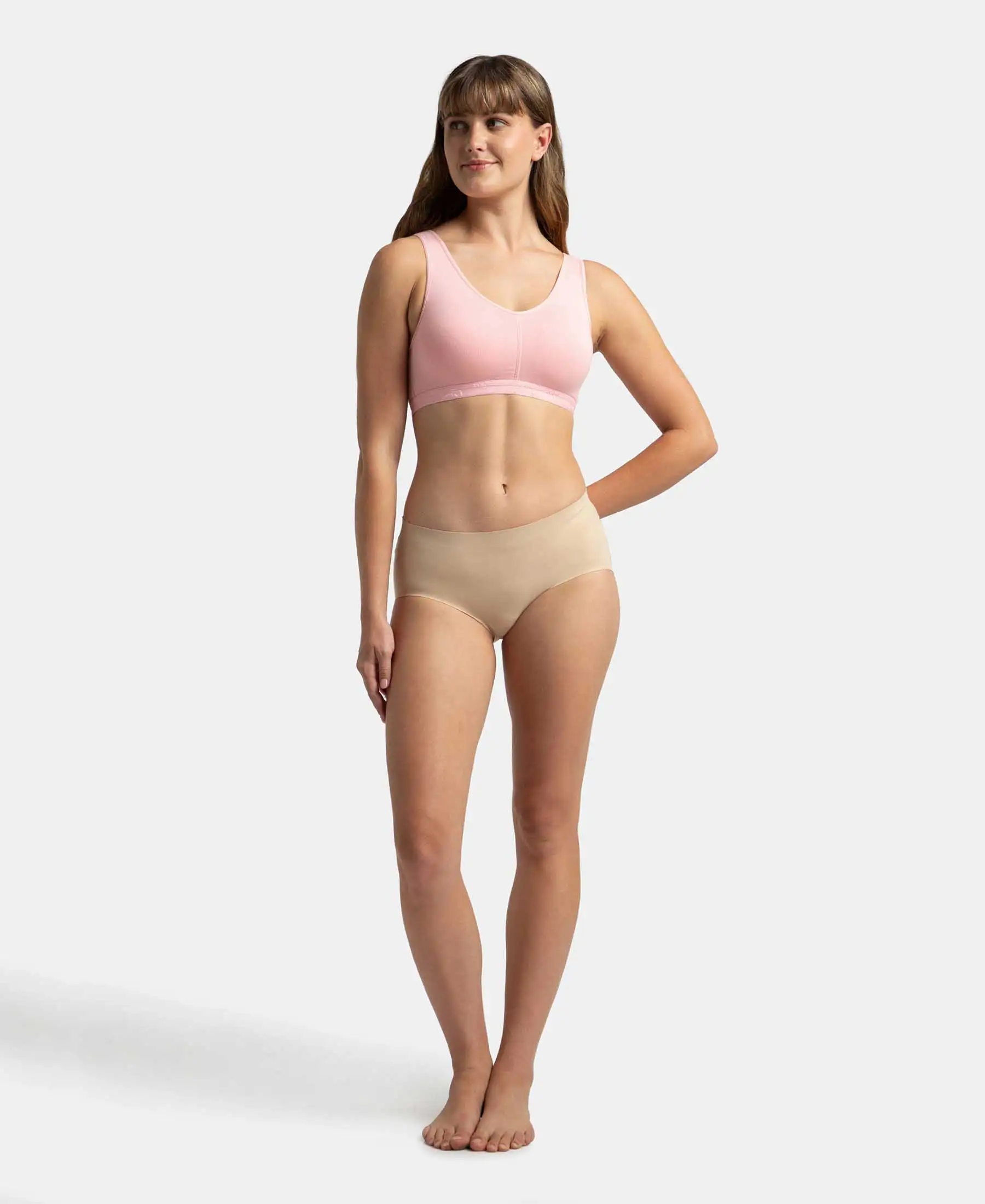 Wirefree Padded Super Combed Cotton Elastane Stretch Full Coverage Lounge and Sleep Bra with Removable Pads - Candy Pink - Image 4