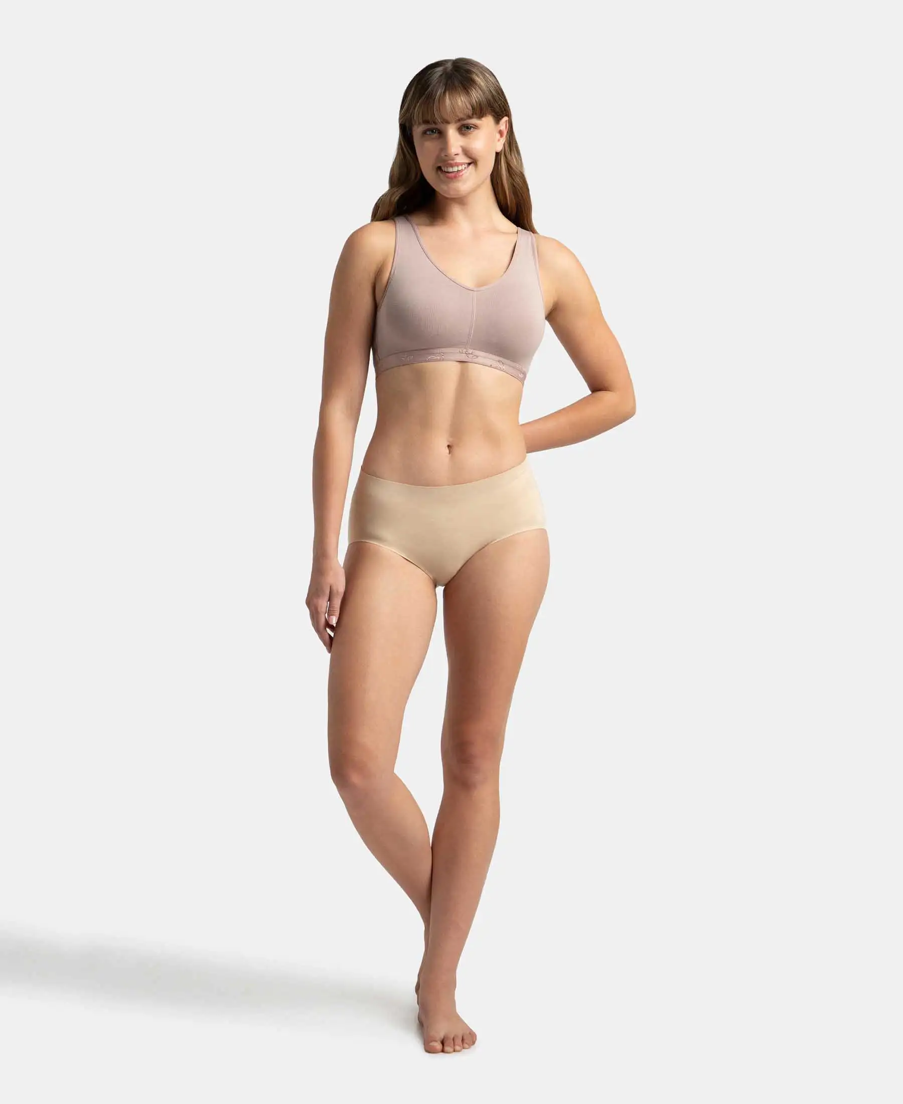 Wirefree Padded Super Combed Cotton Elastane Stretch Full Coverage Lounge and Sleep Bra with Removable Pads - Mocha - Image 4