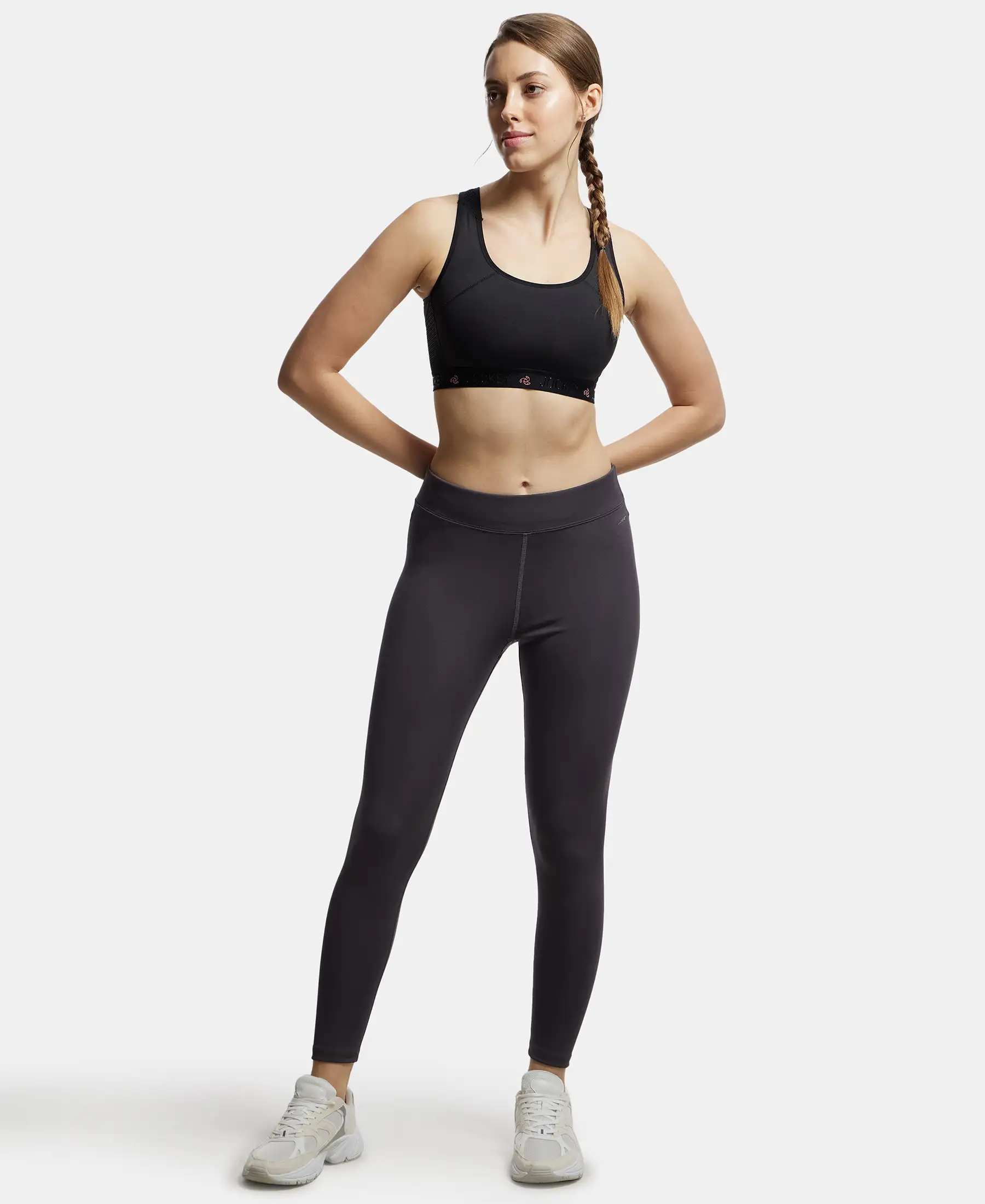 Wirefree Padded Tactel Nylon Elastane Stretch Full Coverage Racerback Styling Sports Bra with StayFresh and StayDry Treatment - Black - Image 4