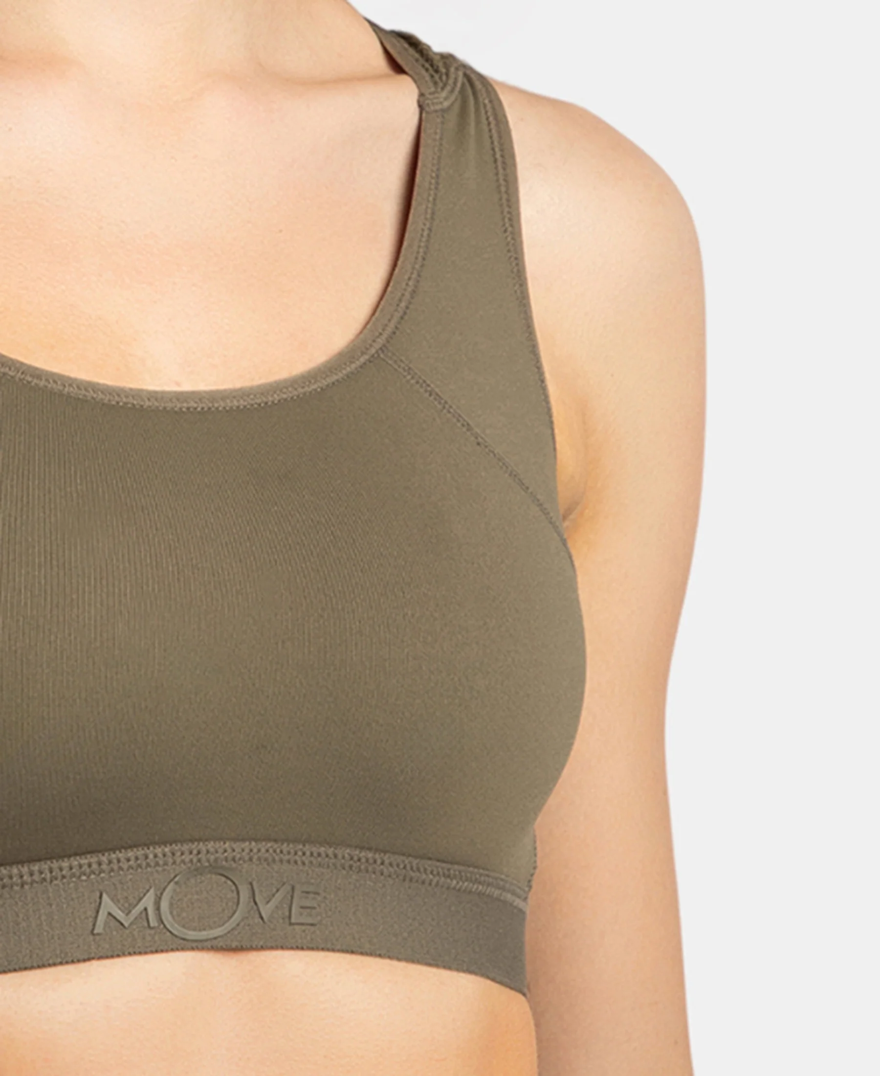 Wirefree Padded Tactel Nylon Elastane Stretch Full Coverage Racerback Styling Sports Bra with StayFresh and StayDry Treatment - Earth - Image 7