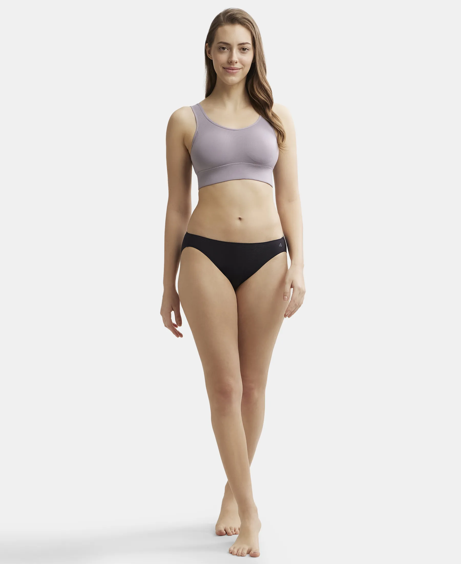 Wirefree Padded Tencel Lyocell Elastane Stretch Full Coverage Lounge Bra with Stay Fresh Properties and Removable Pads - Minimal Grey - Image 4