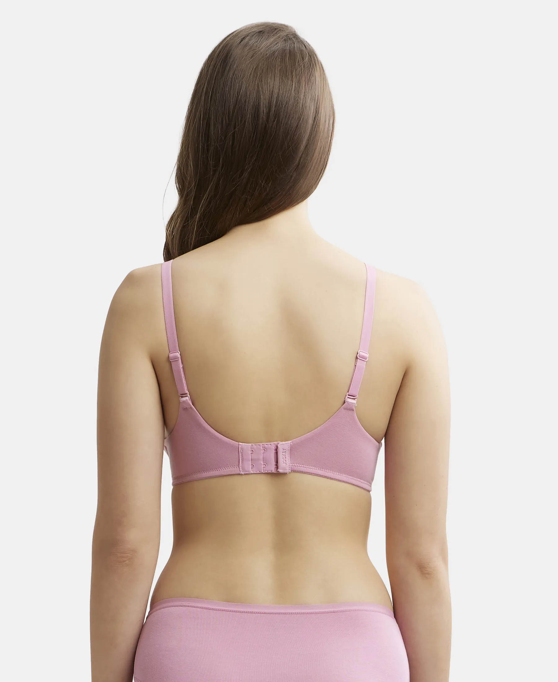 Wirefree Padded Tencel Lyocell Elastane Stretch Full Coverage Multiway T-Shirt Bra with Adjustable Straps - Orchid Smoke - Image 3