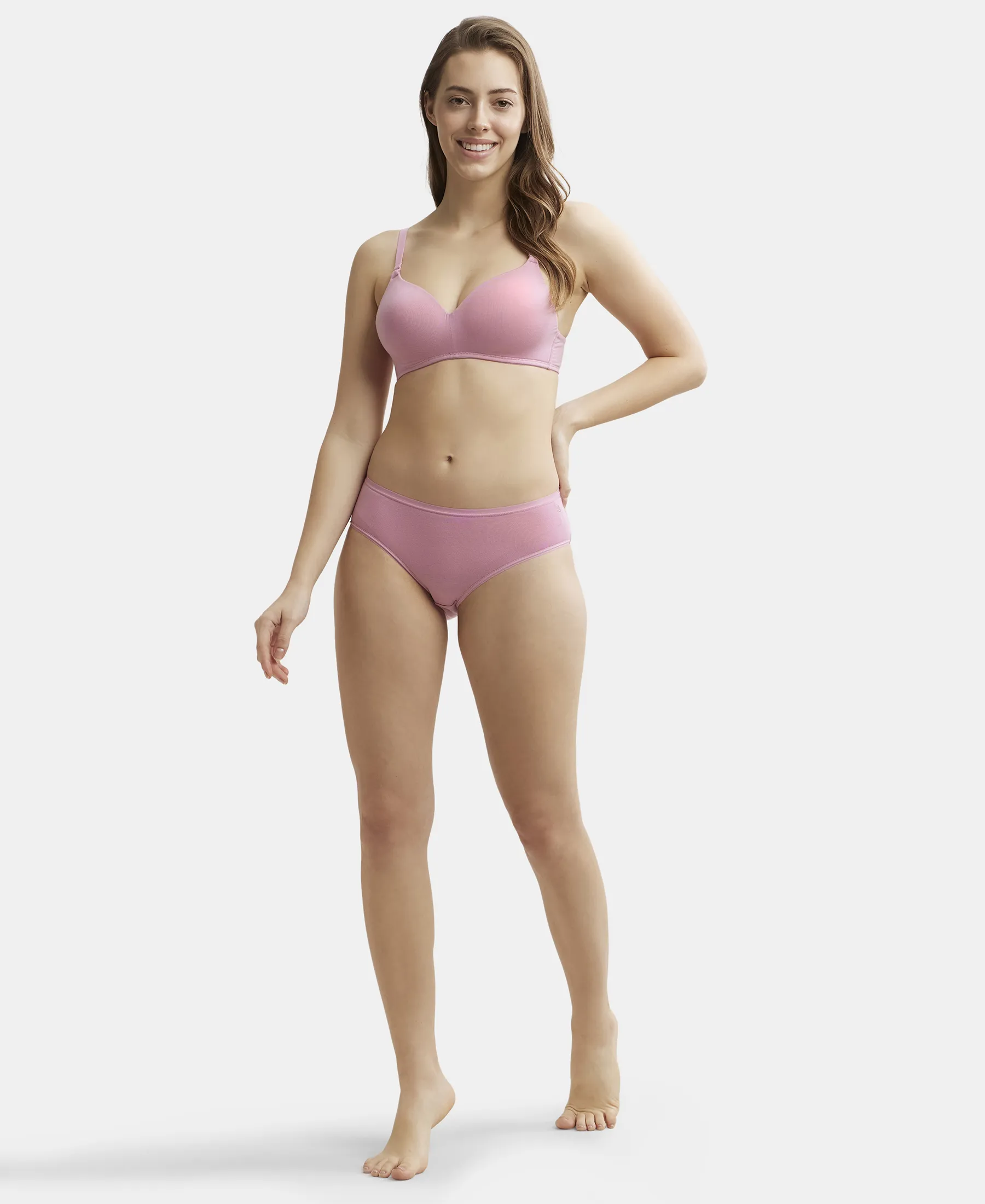 Wirefree Padded Tencel Lyocell Elastane Stretch Full Coverage Multiway T-Shirt Bra with Adjustable Straps - Orchid Smoke - Image 6