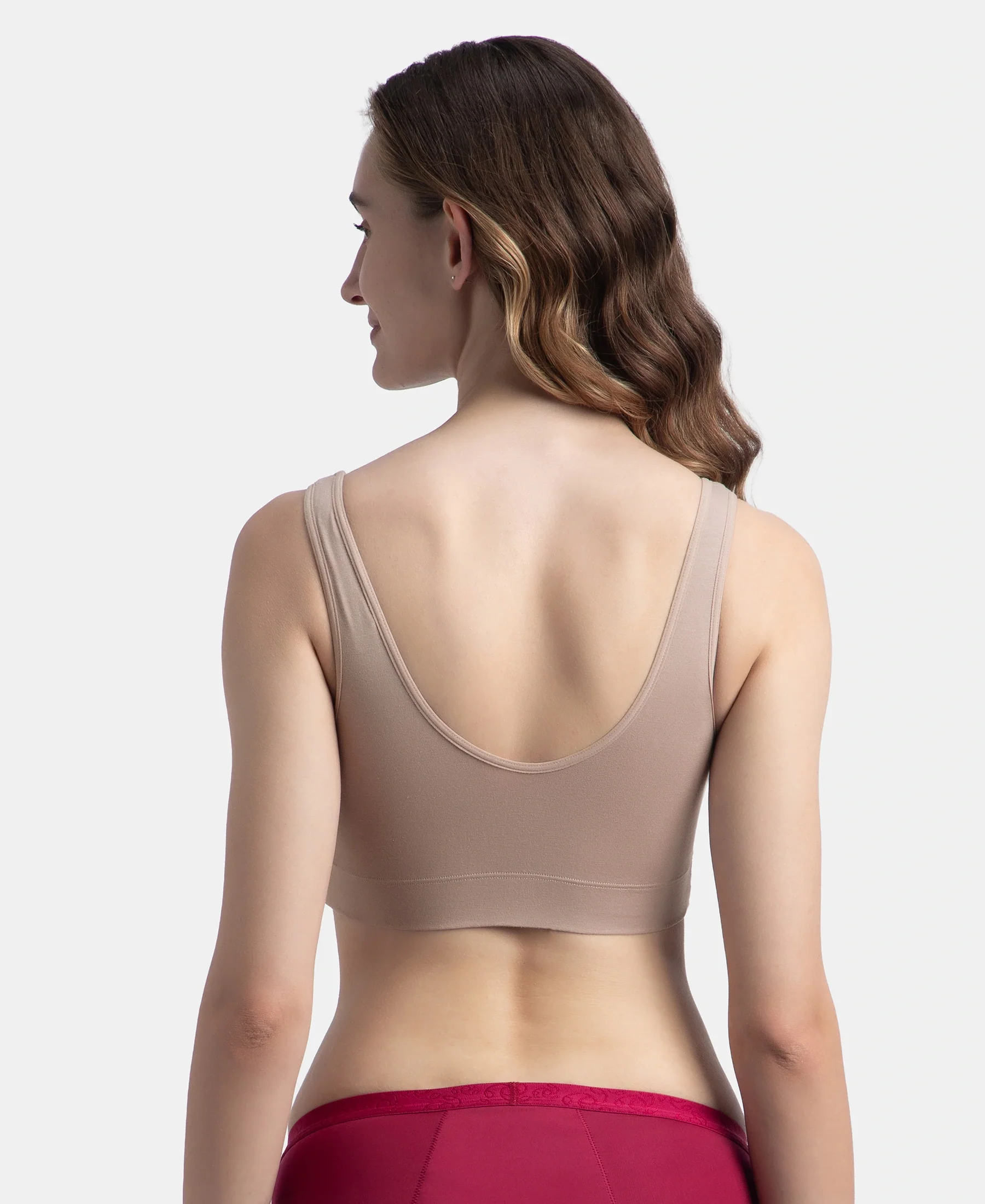 Wirefree Padded Tencel Micro Modal Elastane Stretch Full Coverage Lounge Bra with Concealed Underband - Mocha - Image 3