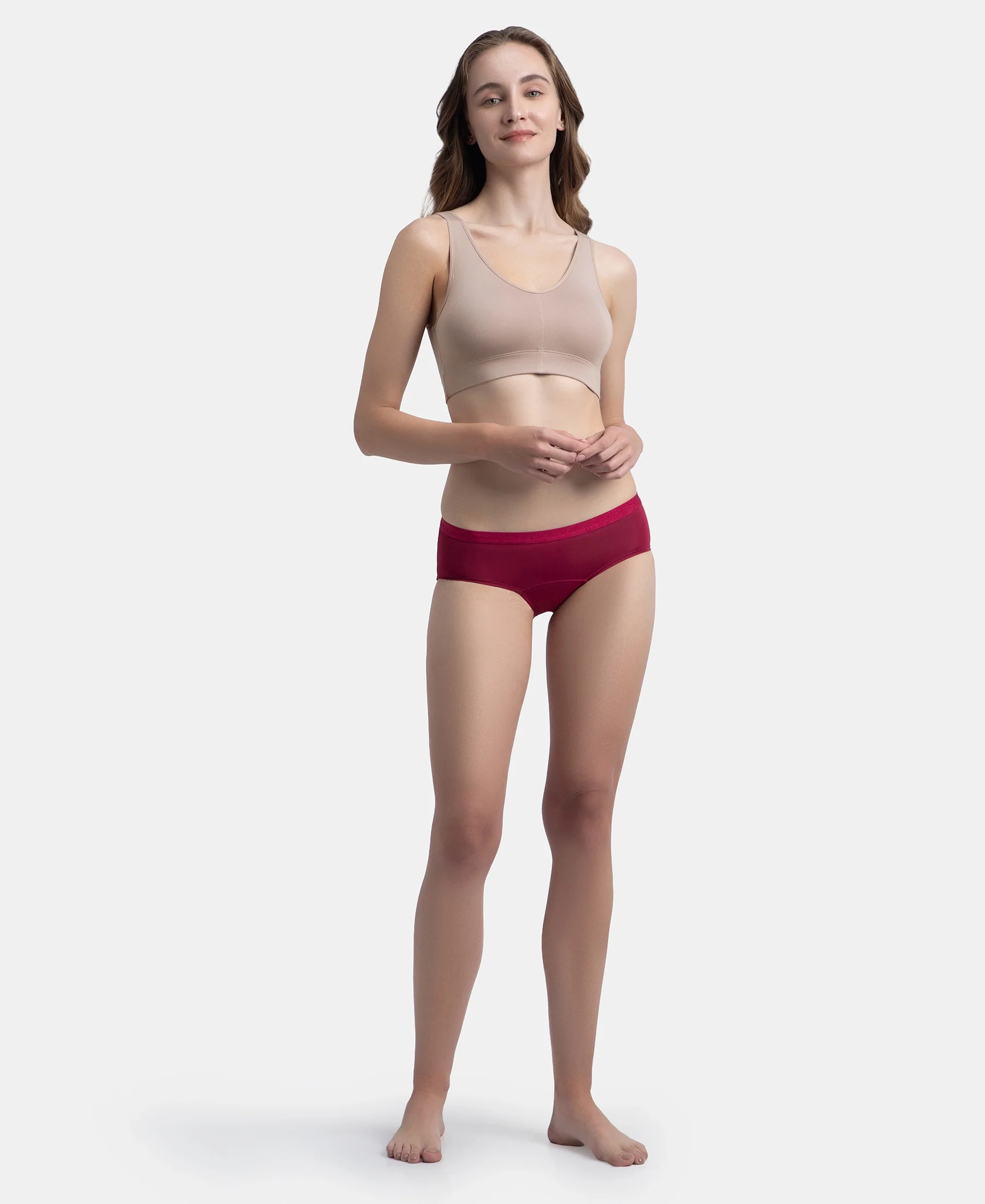Wirefree Padded Tencel Micro Modal Elastane Stretch Full Coverage Lounge Bra with Concealed Underband - Mocha - Image 4