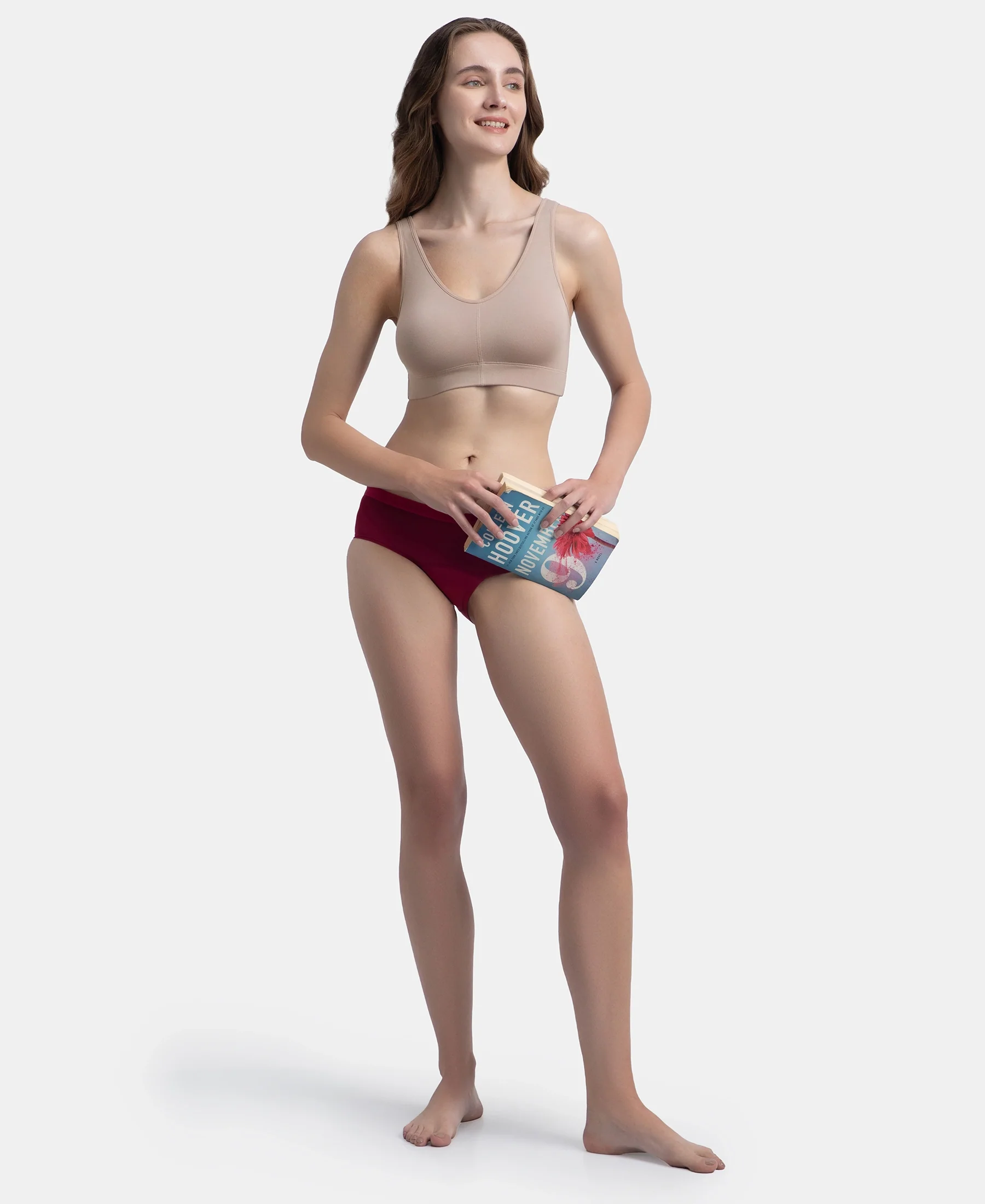 Wirefree Padded Tencel Micro Modal Elastane Stretch Full Coverage Lounge Bra with Concealed Underband - Mocha - Image 7