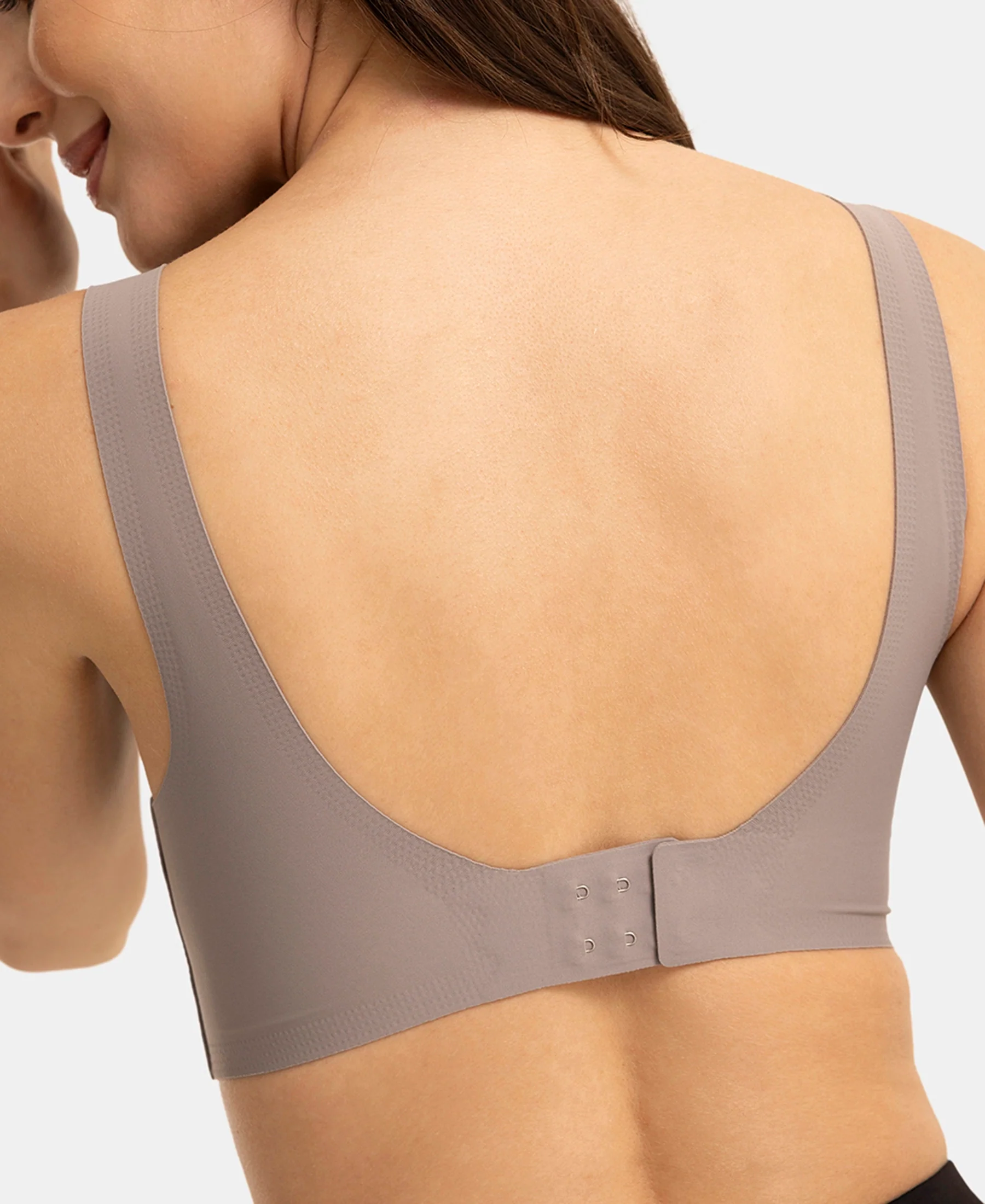 Wirefree Unicup Design Padded Soft Touch Microfiber Elastane High Coverage Bonded Tech T-Shirt Bra - Grey - Image 3