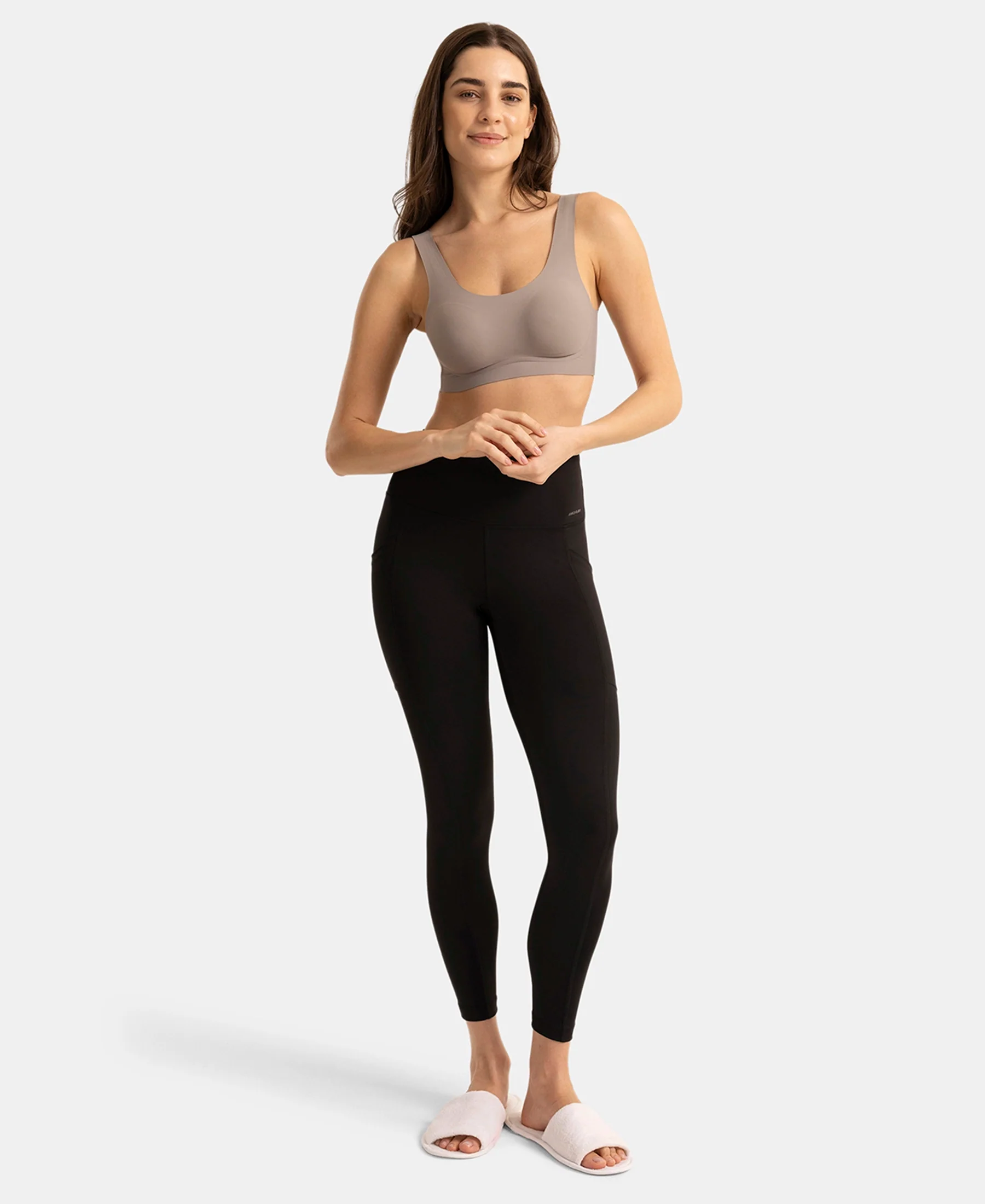 Wirefree Unicup Design Padded Soft Touch Microfiber Elastane High Coverage Bonded Tech T-Shirt Bra - Grey - Image 4