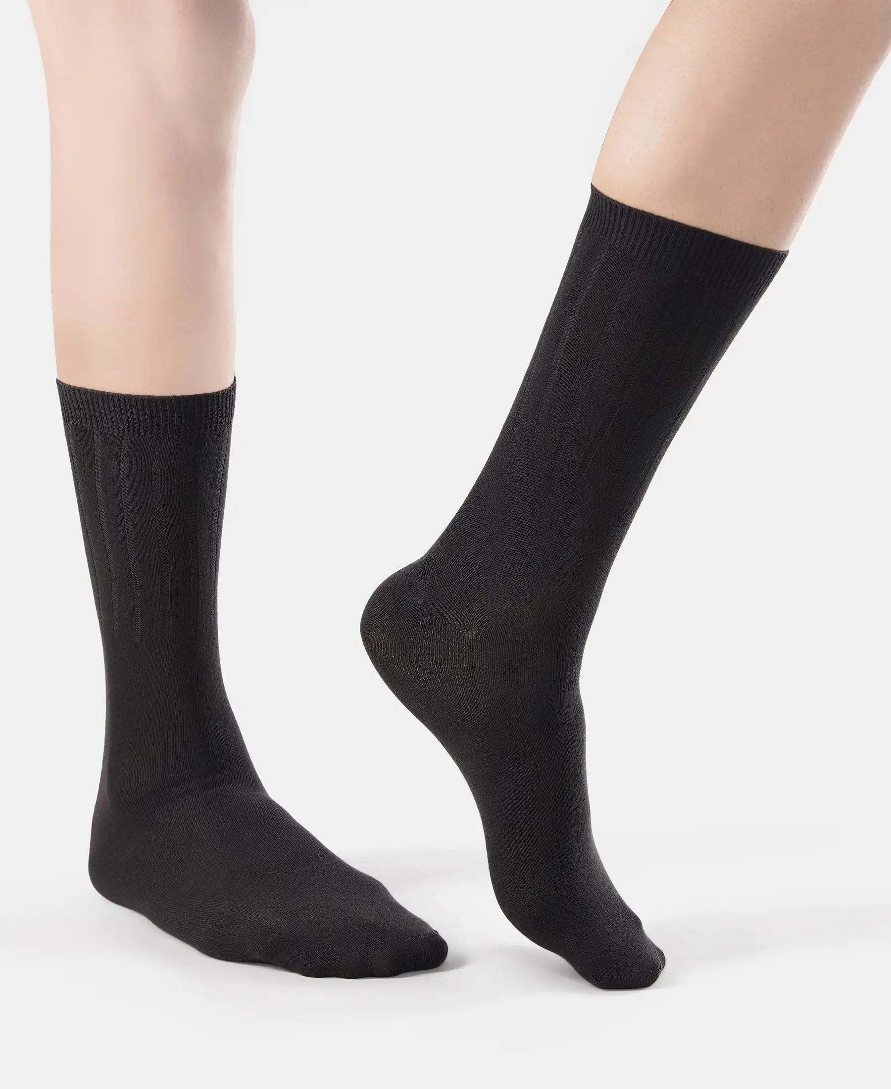 Women's Blended Modal Stretch Crew Length Thermal Socks with StayFresh Treatment - Black - Image 3