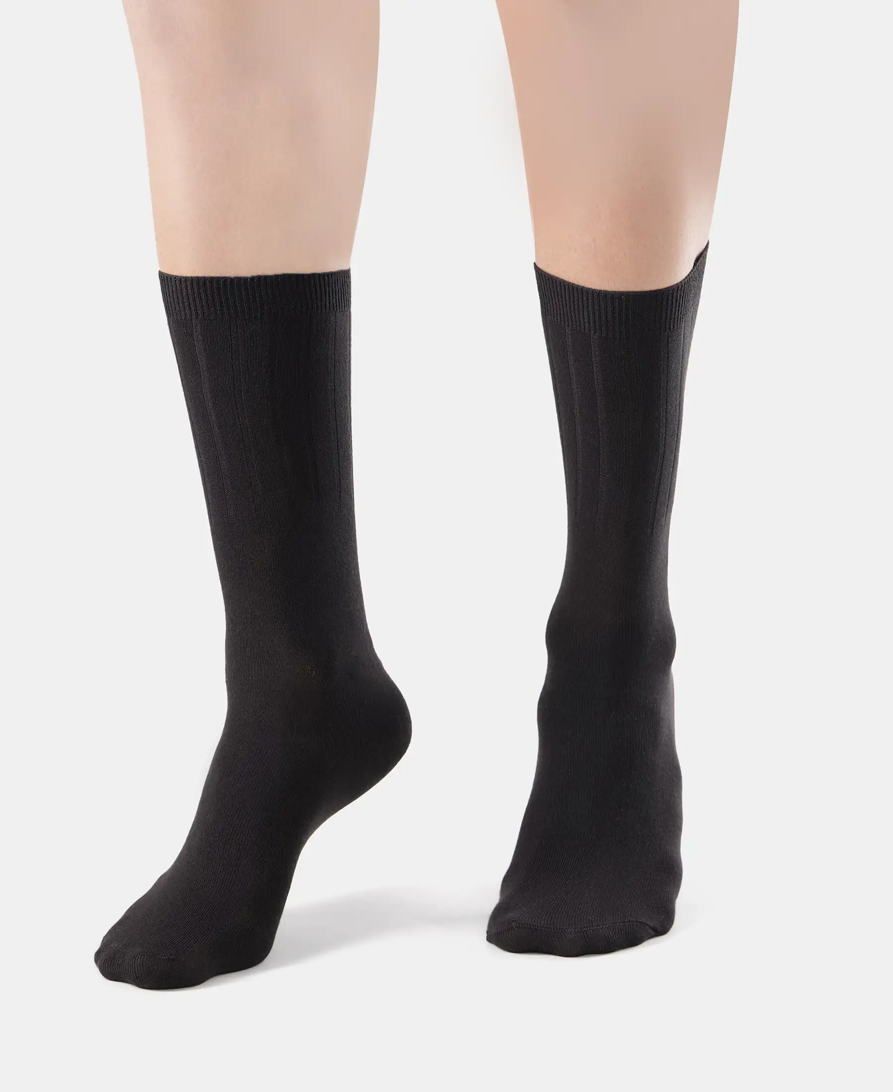 Women's Blended Modal Stretch Crew Length Thermal Socks with StayFresh Treatment - Black - Image 4