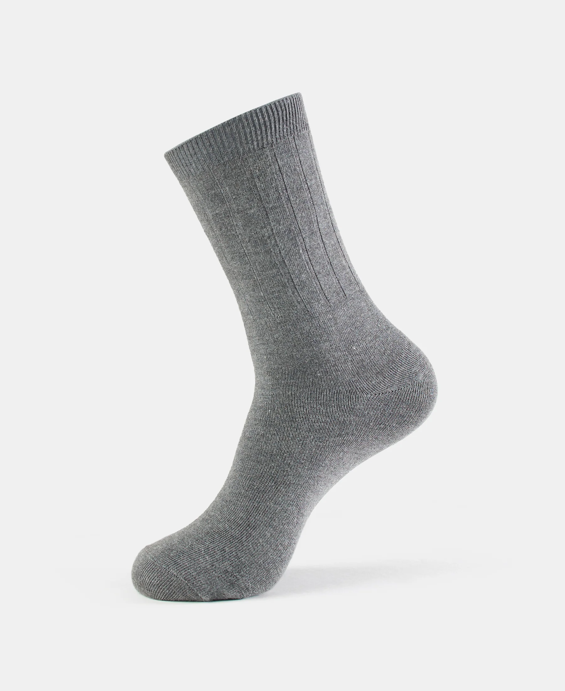 Women's Blended Modal Stretch Crew Length Thermal Socks With StayFresh Treatment - Charcoal Melange - Image 5